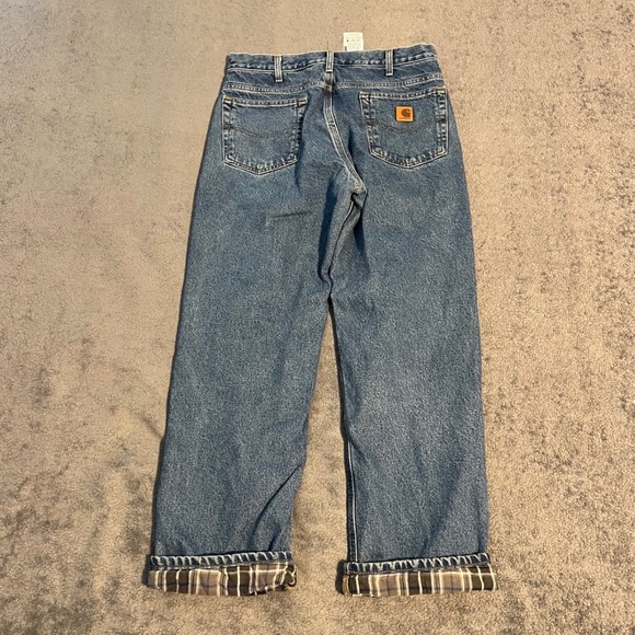 Carhartt Other - Vintage Carhartt Flannel Lined Relaxed Fit Jeans Dark Wash Blue Mens Size 33x30